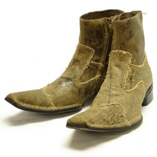 Fiesso Brown Genuine Leather/Suede Boots With Zipper On The Side FI8009
